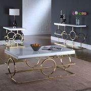 White glass top / golden legs modern coffee table main photo