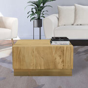 Contemporary square gold solid acacia wood table main photo
