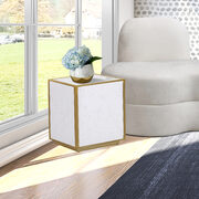 Glam contemporary style white faux marble end table main photo