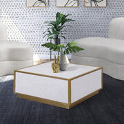 Glam contemporary style white faux marble cocktail table main photo