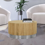 Solid acacia wood round cocktail table main photo