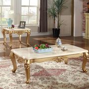 Gold/cream genuine marble top coffee table main photo