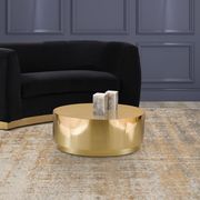Gold metal round drum style coffee table main photo