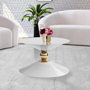 Round ultra-contemporary stylish white coffee table main photo