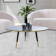 Round mirrored top / black legs w/ gold coffee table main photo