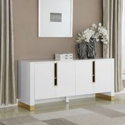 White laquer / gold metal kitchen cabinet / display main photo