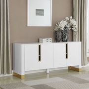 White laquer / gold metal kitchen cabinet / display