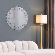 Silver round butterfly contemporary wall mirror main photo