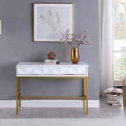 White laquer / gold metal console table / display main photo