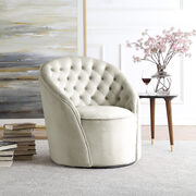 Round velvet swivel base accent chair main photo