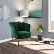 Modern accent chair in green velvet w/ gold legs main photo