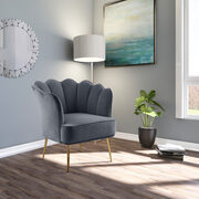 Modern accent chair in gray velvet w/ gold legs main photo