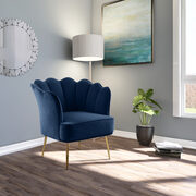 Modern accent chair in navy blue velvet w/ gold legs main photo
