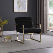 Channel tufted black velvet / gold frame chair main photo