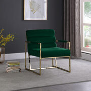 Channel tufted green velvet / gold frame chair main photo