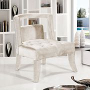 Tufted cream velvet fabric modern accent chair main photo