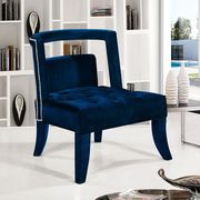 Tufted navy velvet fabric modern accent chair main photo