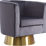 Gray velvet contemporary chair w/ swivel gold base main photo