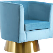 Aqua blue velvet contemporary chair w/ swivel gold base main photo