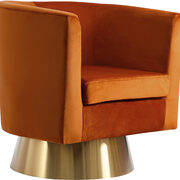 Cognac velvet contemporary chair w/ swivel gold base main photo