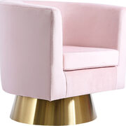 Pink velvet contemporary chair w/ swivel gold base main photo
