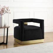 Square black velvet contemporary chair w/ gold main photo