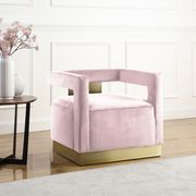 Square pink velvet contemporary chair w/ gold main photo