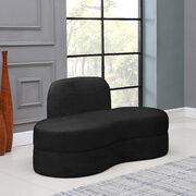 Kidney-shaped lounge style black velvet loveseat main photo