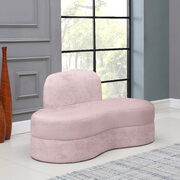 Kidney-shaped lounge style pink velvet loveseat main photo