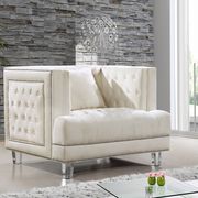 Contemporary style tufted cream velvet fabric chair main photo