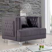 Contemporary style tufted gray velvet fabric chair main photo