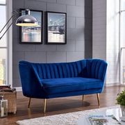 Curved velvet fabric loveseat w/ gold legs