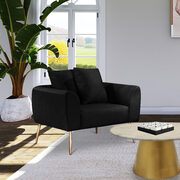Simple casual style black velvet chair w/ gold legs main photo