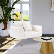 Simple casual style cream velvet chair w/ gold legs main photo