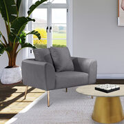 Simple casual style gray velvet chair w/ gold legs main photo