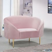 Pink velvet curved design modern chair main photo
