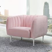 Chrome metal legs / channel tufted pink velvet chair main photo