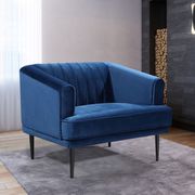 Affordable navy velvet contemporary chair main photo