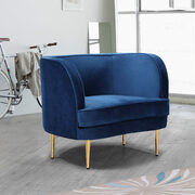 Simple and casual style velvet chair w/ golden legs main photo