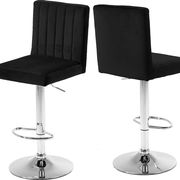 Adjustable height modern bar stool in black velvet main photo