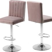 Adjustable height modern bar stool in pink velvet main photo