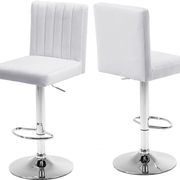 Adjustable height modern bar stool in white velvet main photo