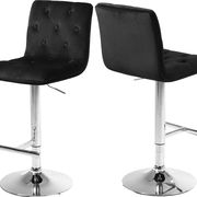 Elegant tufted black velvet bar stool main photo