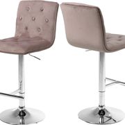 Elegant tufted pink velvet bar stool main photo