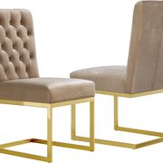 Gold stainless steel base / beige velvet chair main photo
