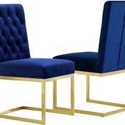 Gold stainless steel base / blue velvet chair main photo