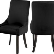 Contemporary black velvet dining chair pair main photo