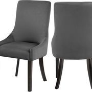 Contemporary gray velvet dining chair pair main photo