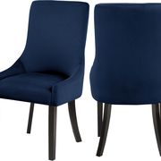 Contemporary navy velvet dining chair pair main photo