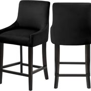 Set of black velvet contemporary bar stools main photo